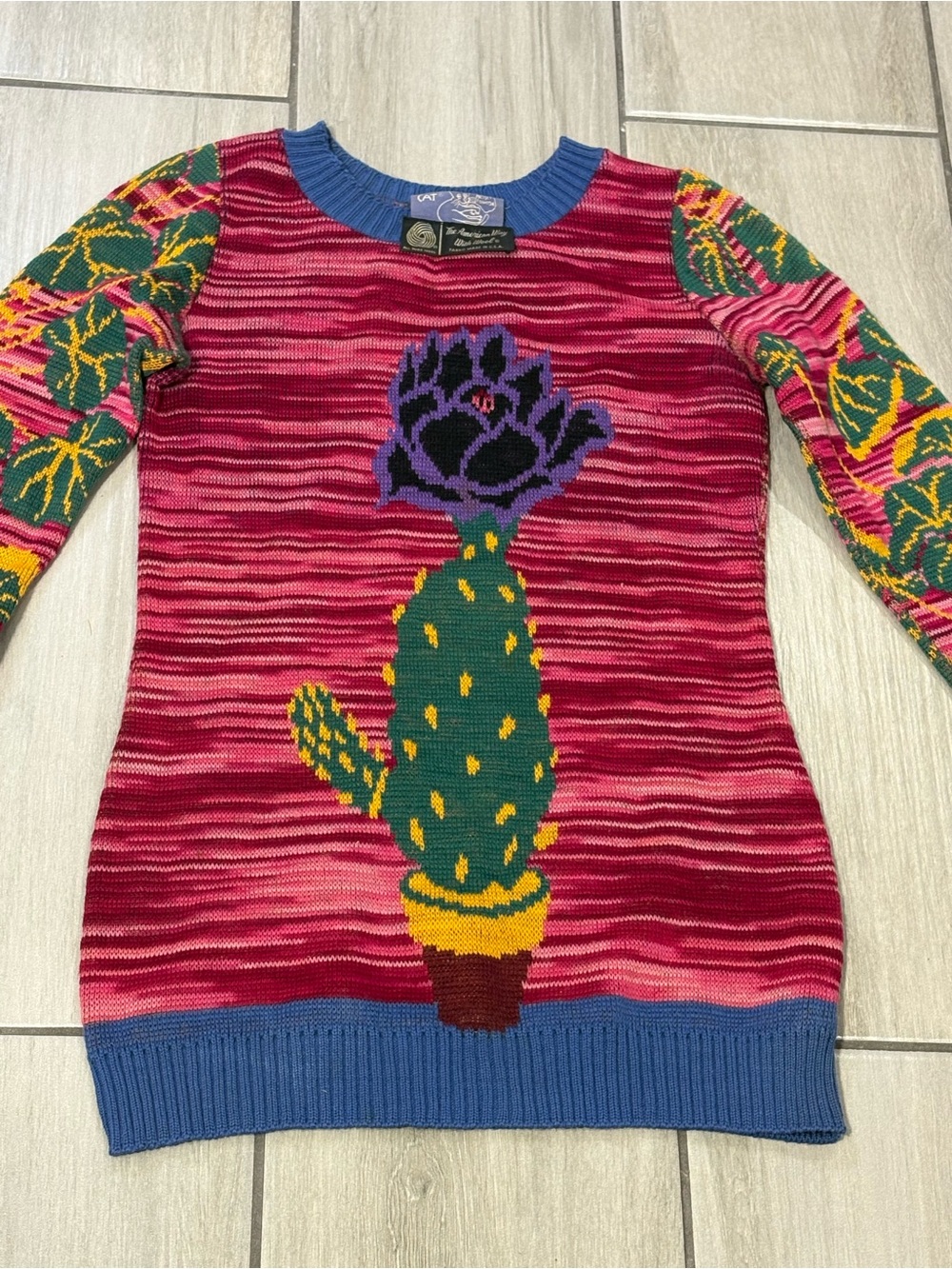 RARE VINTAGE 1970s BETSEY JOHNSON ALLEY CAT SPACEY FUNKY DISTRESSED WOOL SWEATER